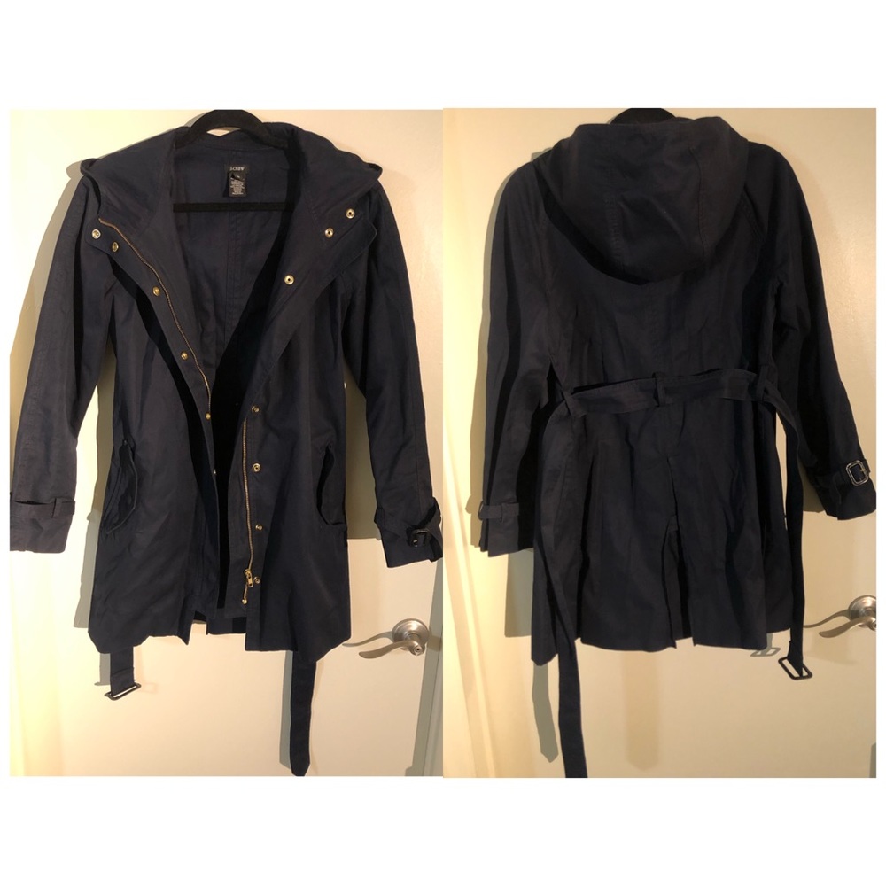 J. Crew Blue with Gold hardware Rain Coat